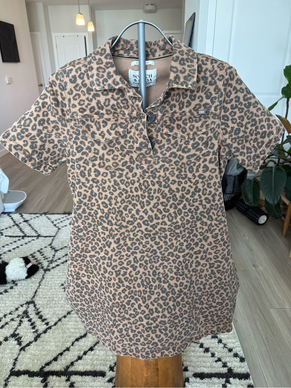 Scotch & Soda Tan and Dark Brown Leopard Print Mini Dress
